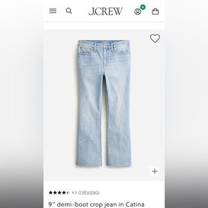 Brand new never worn J Crew cropped boot cut jeans